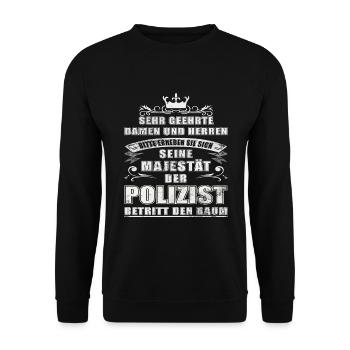 Polizei Polizist Polizisten Spruch - Unisex Pullover - Schwarz - Vorne - Alina (178cm) & Michal (187cm)