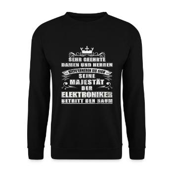 Elektriker seine Majestät Elektroniker - Unisex Pullover - Schwarz - Vorne - Alina (178cm) & Michal (187cm)