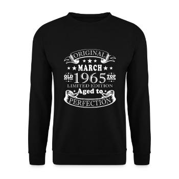 Vintage Né Mars 1965 Anniversaire Mars 1965 - Sweat-shirt Unisexe - noir - Devant - Alina (178cm) & Michal (187cm)