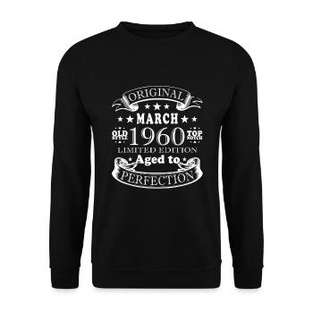 Vintage Né Mars 1960 Anniversaire Mars 1960 - Sweat-shirt Unisexe - noir - Devant - Alina (178cm) & Michal (187cm)