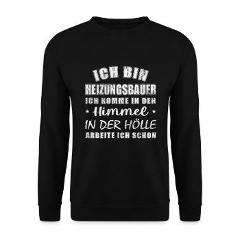 Heizungsbauer - Unisex Pullover - Schwarz - Vorne - Alina (178cm) & Michal (187cm)