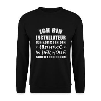 Installateur - Unisex Pullover - Schwarz - Vorne - Alina (178cm) & Michal (187cm)