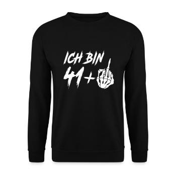 Ich bin 42 – 42. Geburtstag Geschenk - Unisex Pullover - Schwarz - Vorne - Alina (178cm) & Michal (187cm)