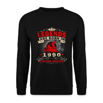 1990's Vintage Motorcycle Biker Birthday Born - Unisex Sweatshirt - black - Front - Alina (178cm) & Michal (187cm)