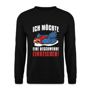 Vogel Papagei Sprüche - Unisex Pullover - Schwarz - Vorne - Alina (178cm) & Michal (187cm)