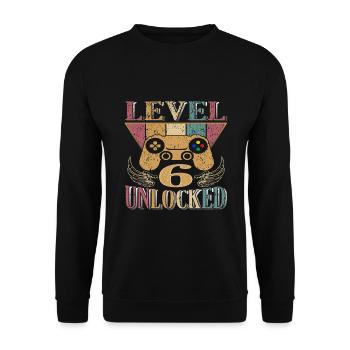 Chemise d’anniversaire de 6 ans Gamer Gamer 6. - Sweat-shirt Unisexe - noir - Devant - Alina (178cm) & Michal (187cm)
