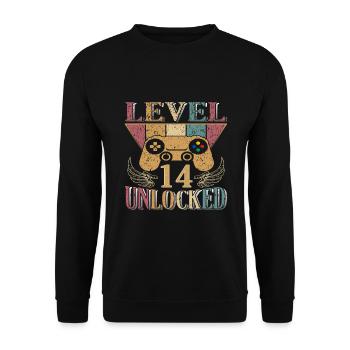 14. Geburtstag Gamer 14 Jahre - Unisex Pullover - Schwarz - Vorne - Alina (178cm) & Michal (187cm)