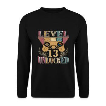 13. Geburtstag Gamer 13 Jahre - Unisex Pullover - Schwarz - Vorne - Alina (178cm) & Michal (187cm)