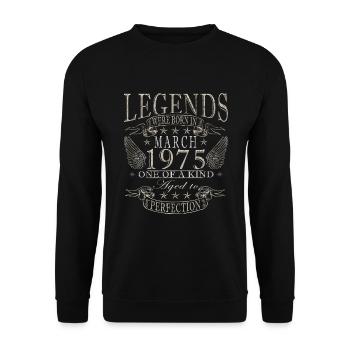 March 1975 Vintage 1975 Birthday Gift March - Unisex Sweatshirt - black - Front - Alina (178cm) & Michal (187cm)
