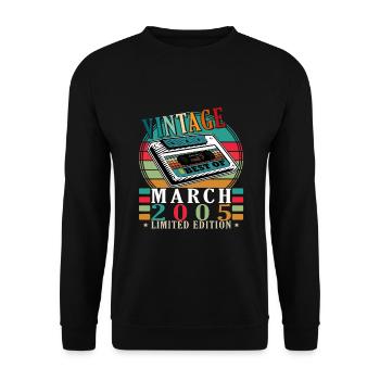 20th Birthday March 2005 Born 20 Years - Unisex Sweatshirt - black - Front - Alina (178cm) & Michal (187cm)