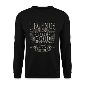 Legendary since March 2000 - Birthday March 2000 - Unisex Sweatshirt - black - Front - Alina (178cm) & Michal (187cm)