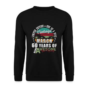 60. Geburtstag Mann Frau 60 Jahre Deko 1965 Retro - Unisex Pullover - Schwarz - Vorne - Alina (178cm) & Michal (187cm)
