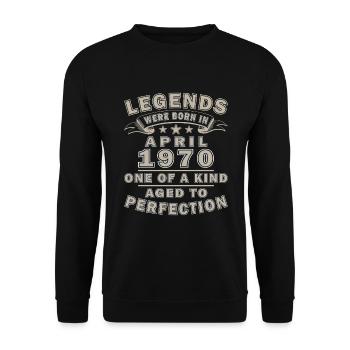 55ème Anniversaire Original Avril Millésime 1970 - Sweat-shirt Unisexe - noir - Devant - Alina (178cm) & Michal (187cm)