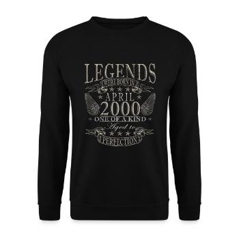 25ème anniversaire cadeau mari Original avril 2000 - Sweat-shirt Unisexe - noir - Devant - Alina (178cm) & Michal (187cm)