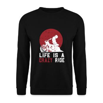 Motorcycle Life Ride Biker Saying - Unisex Sweatshirt - black - Front - Alina (178cm) & Michal (187cm)