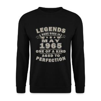 60th Birthday Original May Born 1965 - Unisex Sweatshirt - black - Front - Alina (178cm) & Michal (187cm)