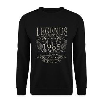 Né en mai 1985 Mai 1985 Né en mai 1985 - Sweat-shirt Unisexe - noir - Devant - Alina (178cm) & Michal (187cm)