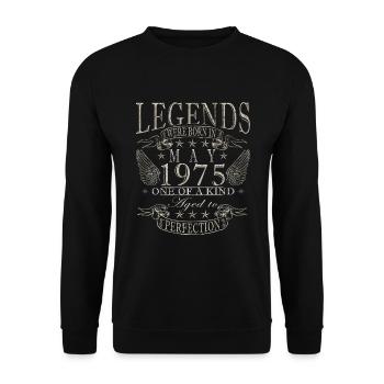 Né en mai 1975 Mai 1975 Né en mai 1975 - Sweat-shirt Unisexe - noir - Devant - Alina (178cm) & Michal (187cm)