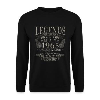 Mai 1965 | Millésime 1965 Anniversaire | Mai 1965 - Sweat-shirt Unisexe - noir - Devant - Alina (178cm) & Michal (187cm)