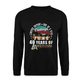 Juni 1985 | Geburtstag 1985 Jahrgang Juni 1985 - Unisex Pullover - Schwarz - Vorne - Alina (178cm) & Michal (187cm)