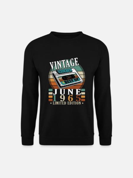 Geboortedag juni 1965 juni 1965 juni 1965 - Uniseks sweater - zwart