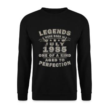 Juli 1985 Retro Geburtstag Geboren im Juli 1985 - Unisex Pullover - Schwarz - Vorne - Alina (178cm) & Michal (187cm)