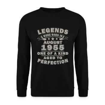 Août 1955 Rétro Août 1955 Août 1955 Anniversaire - Sweat-shirt Unisexe - noir - Devant - Alina (178cm) & Michal (187cm)