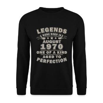 Août 1970 Anniversaire Août 1970 Millésime Août - Sweat-shirt Unisexe - noir - Devant - Alina (178cm) & Michal (187cm)