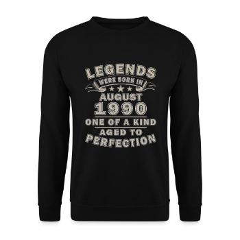 August 1990 Birthday August 1990 Vintage August - Unisex Sweatshirt - black - Front - Alina (178cm) & Michal (187cm)