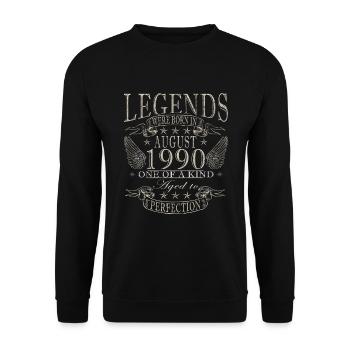 August 1990 Birthday August 1990 Vintage August - Unisex Sweatshirt - black - Front - Alina (178cm) & Michal (187cm)