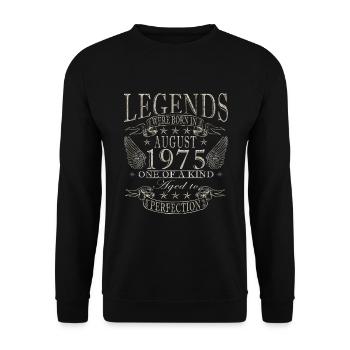 August 1975 Birthday August 1975 Vintage August - Unisex Sweatshirt - black - Front - Alina (178cm) & Michal (187cm)