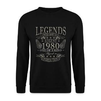August 1980 Birthday August 1980 Vintage August - Unisex Sweatshirt - black - Front - Alina (178cm) & Michal (187cm)