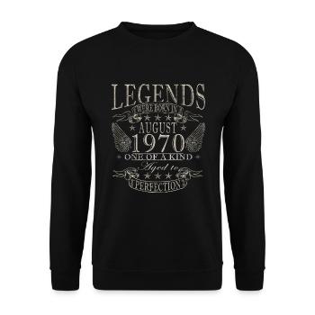 Août 1970 Anniversaire Août 1970 Millésime Août - Sweat-shirt Unisexe - noir - Devant - Alina (178cm) & Michal (187cm)