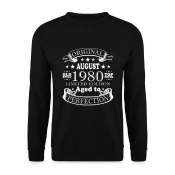 August 1980 Birthday August 1980 Vintage August - Unisex Sweatshirt - black - Front - Alina (178cm) & Michal (187cm)