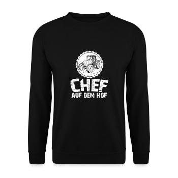 Chef auf dem Hof - Unisex Pullover - Schwarz - Vorne - Alina (178cm) & Michal (187cm)