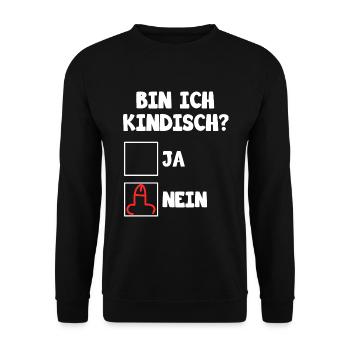 Bin ich kindisch ja nein für dunkle Mode - Unisex Pullover - Schwarz - Vorne - Alina (178cm) & Michal (187cm)