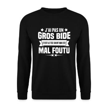 J'ai Pas Un Gros Bide Humour cadeau - Sweat-shirt Unisexe - noir - Devant - Alina (178cm) & Michal (187cm)