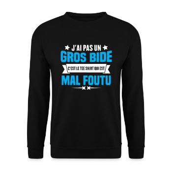 J'ai Pas Un Gros Bide Humour cadeau - Sweat-shirt Unisexe - noir - Devant - Alina (178cm) & Michal (187cm)