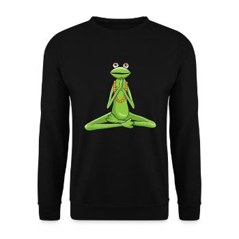 Drôle de Yoga Frog méditant pour se détendre - Sweat-shirt Unisexe - noir - Devant - Alina (178cm) & Michal (187cm)