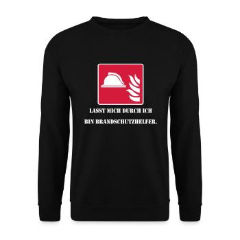 Lasst mich durch ich bin Brandschutzhelfer (weiß) - Unisex Pullover - Schwarz - Vorne - Alina (178cm) & Michal (187cm)