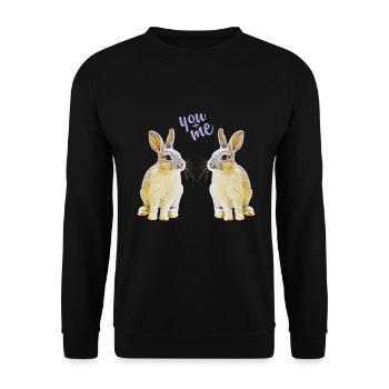 Rabbit pair, bunny, bunny, - Unisex Sweatshirt - black - Front - Alina (178cm) & Michal (187cm)