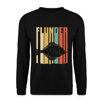 Retro Plattfisch Angeln Flunder Fisch für Angler - Unisex Pullover - Schwarz - Vorne - Alina (178cm) & Michal (187cm)