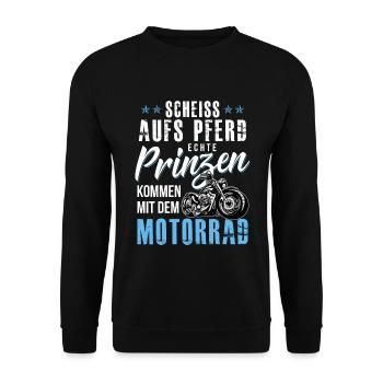 Echte Prinzen kommen mit dem Motorrad - Unisex Pullover - Schwarz - Vorne - Alina (178cm) & Michal (187cm)