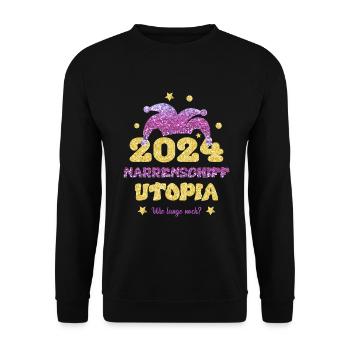 L’utopie de la Nef des fous 2024 - Sweat-shirt Unisexe - noir - Devant - Alina (178cm) & Michal (187cm)