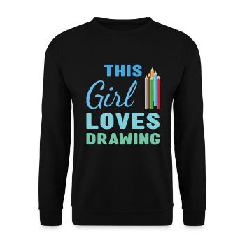 Drawer This Girl Loves Drawing - Unisex Sweatshirt - black - Front - Alina (178cm) & Michal (187cm)