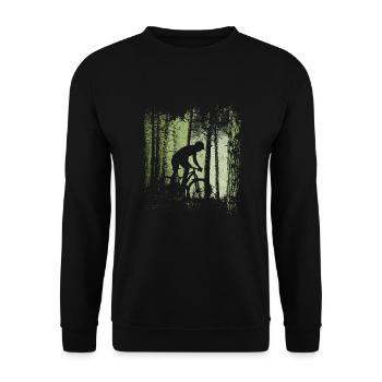 Forest Trail Bicycle Cyclist Offroad Downhill MTB - Unisex Sweatshirt - black - Front - Alina (178cm) & Michal (187cm)