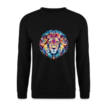 Faune géométrique, lion, géo sauvage - Sweat-shirt Unisexe - noir - Devant - Alina (178cm) & Michal (187cm)