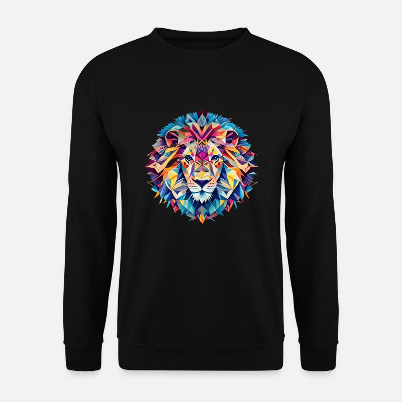 Geometrische Fauna, Löwe, Geo Wild - Unisex Pullover - Schwarz