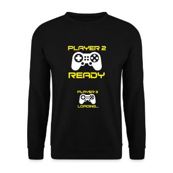 Player 2 ready, Player 3 loading - Pregnant Shirt - Unisex Sweatshirt - black - Front - Alina (178cm) & Michal (187cm)