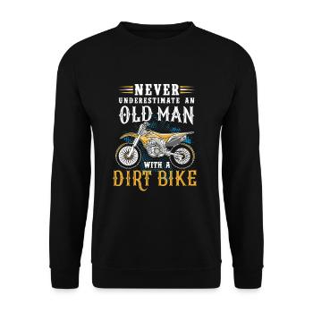 Never underestimate an old man with a dirt bike - Unisex Sweatshirt - black - Front - Alina (178cm) & Michal (187cm)